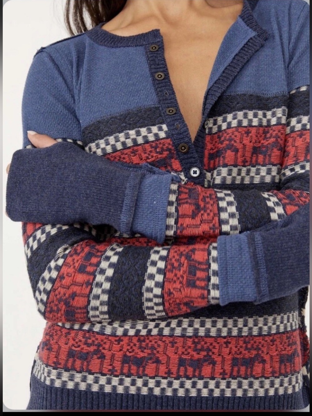 Free People "To The Woods" Henley sweater